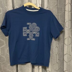 Tory Burch Royal Blue Short Sleeve Logo Tee